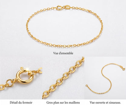 18K Solid Gold O Chain Bracelet | Minimalist Yellow Gold Everyday Jewelry