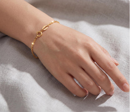 18K Solid Gold O Chain Bracelet | Minimalist Yellow Gold Everyday Jewelry