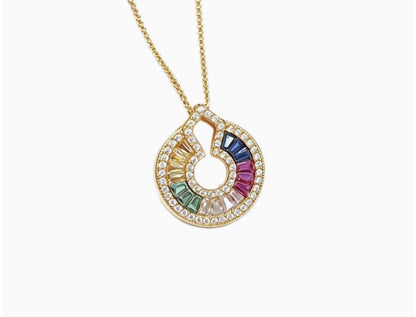 18K Solid Gold Rainbow Moissanite  | AU750 Real Gold Charm | Colorful Gemstone Pendant Only