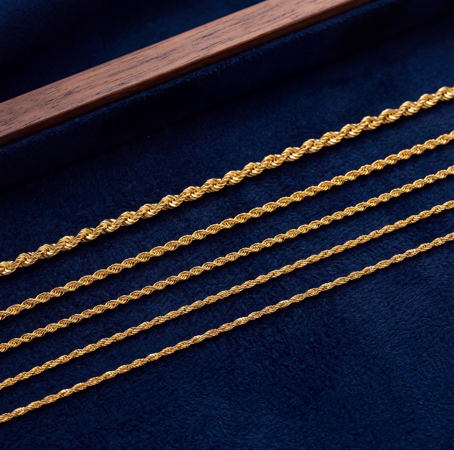 18K Solid  Gold Rope Chain Necklace Women Men AU750