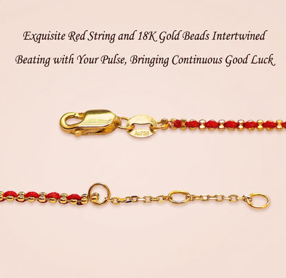 18K Gold Red Rope Bracelet | French Braided Cord, Lucky String Jewelry