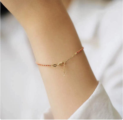 18K Gold Red Rope Bracelet | French Braided Cord, Lucky String Jewelry