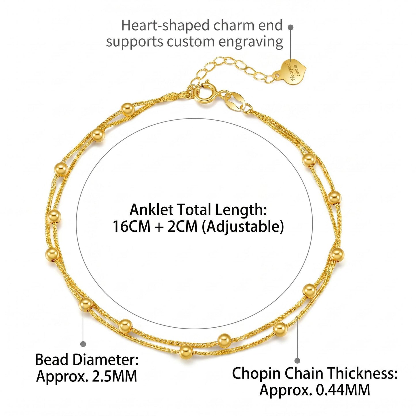 18K Gold Double Layer Beaded Bracelet | Dainty Chain Jewelry for Women