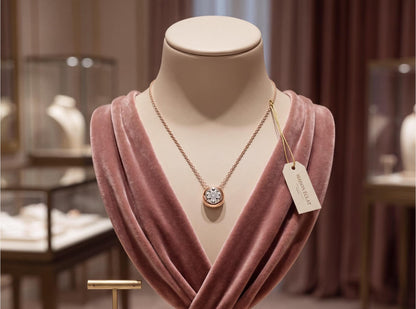 18K Solid Gold Moissanite Bubble Pendant | Au750 Solitaire Necklace
