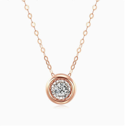 18K Solid Gold Moissanite Bubble Pendant | Au750 Solitaire Necklace