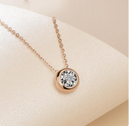 18K Solid Gold Moissanite Bubble Pendant | Au750 Solitaire Necklace