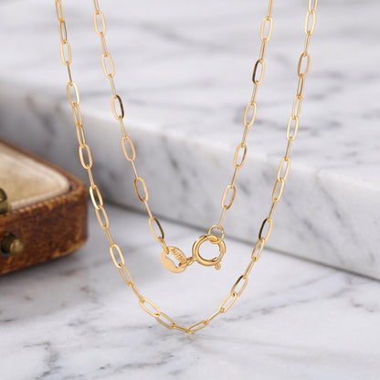 18K Solid Gold O-Link Chain Necklace | Yellow Rose White Gold | Minimalist Paperclip Jewelry