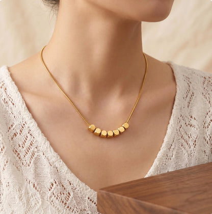 18K Solid Gold Cube Chain Necklace