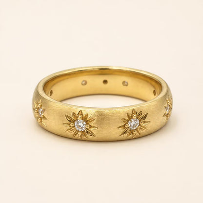 18K Solid Gold Filigree Star Moissanite Ring