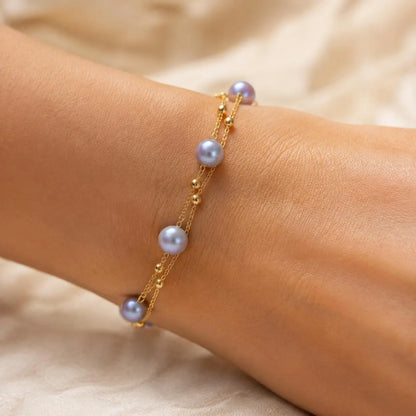 18K Solid Gold Seawater Pearl Bracelet