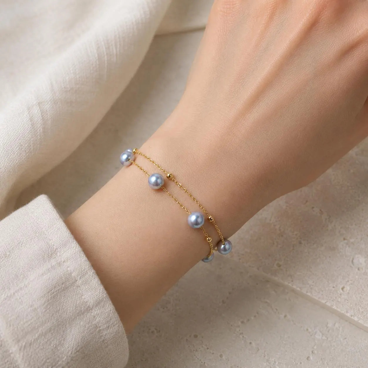 18K Solid Gold Seawater Pearl Bracelet