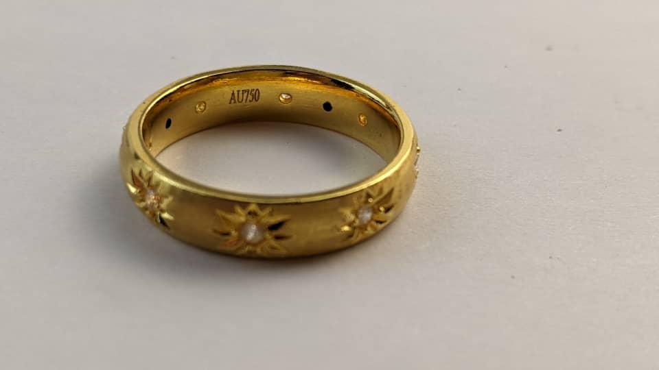 18K Solid Gold Filigree Star Moissanite Ring