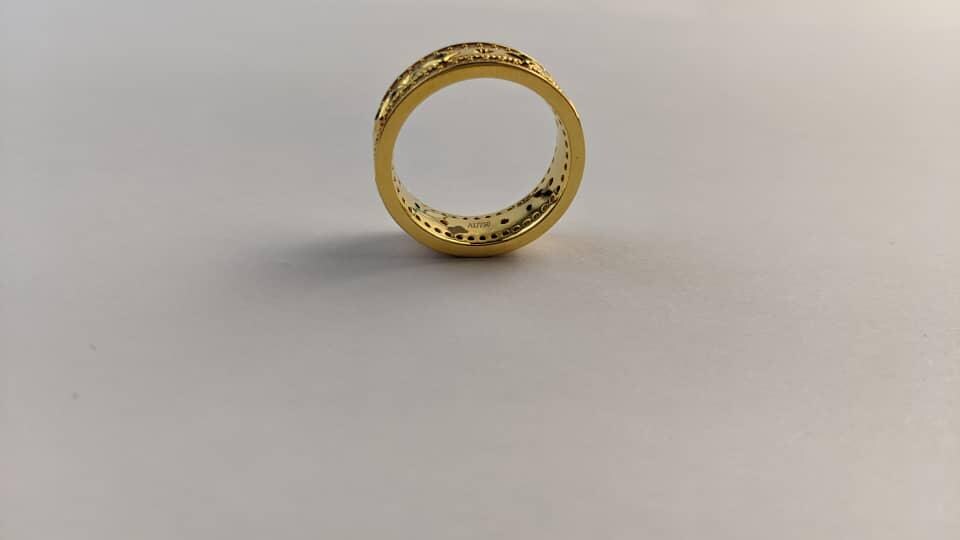 18K Solid Gold Double Row Diamond & Emerald Band