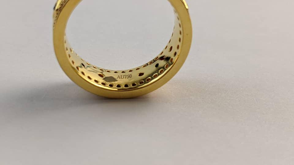 18K Solid Gold Double Row Diamond & Emerald Band