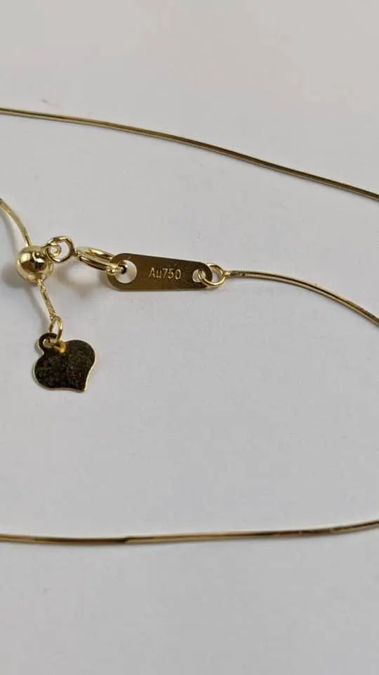 18K Solid Gold Snake Chain Necklace | Adjustable 16-20" | Dainty Heart Extender