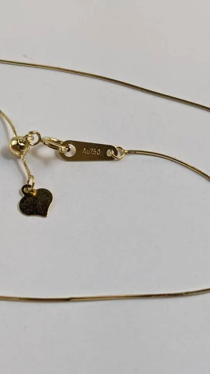 18K Solid Gold Snake Chain Necklace | Adjustable 16-20" | Dainty Heart Extender
