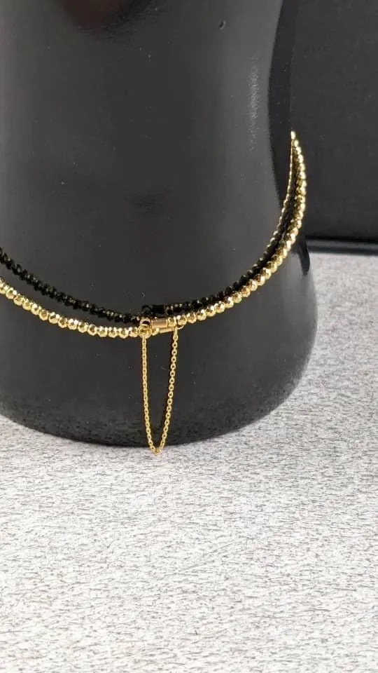 18K Solid Gold Double Row Faceted Bead Bracelet – AU750
