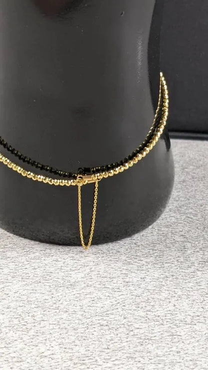 18K Solid Gold Double Row Faceted Bead Bracelet – AU750