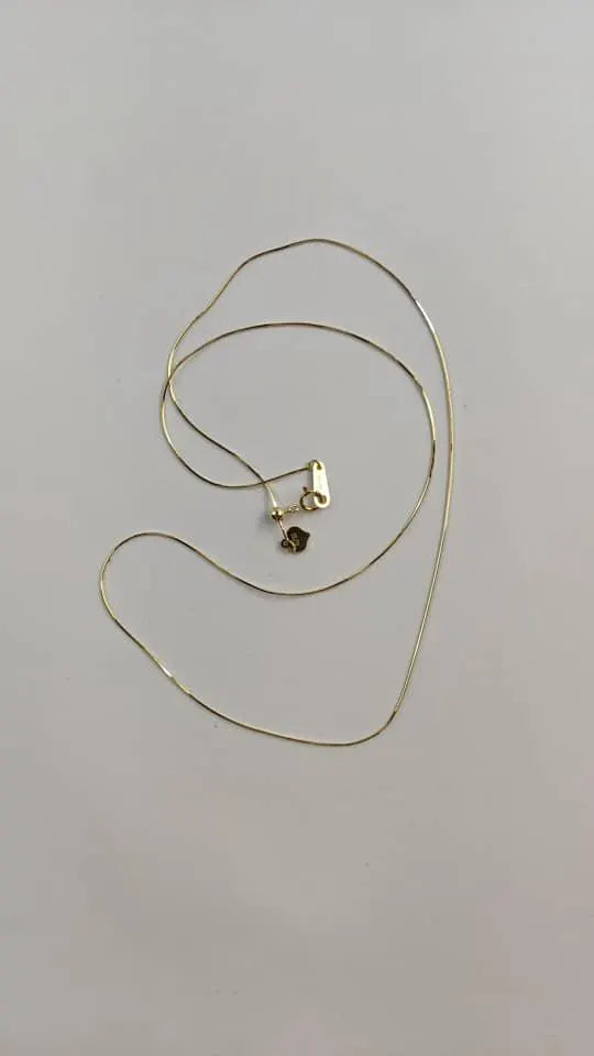 18K Solid Gold Snake Chain Necklace | Adjustable 16-20" | Dainty Heart Extender