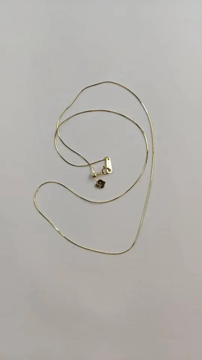 18K Solid Gold Snake Chain Necklace | Adjustable 16-20" | Dainty Heart Extender