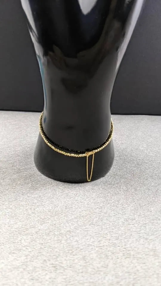 18K Solid Gold Double Row Faceted Bead Bracelet – AU750