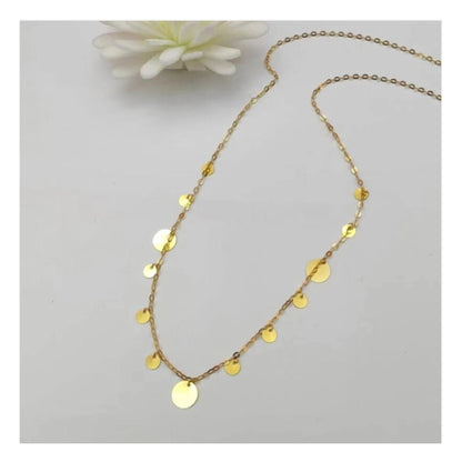 18K Solid Gold Disc Necklace, Dainty Polished Circle Charm, Minimalist Layering Jewelry