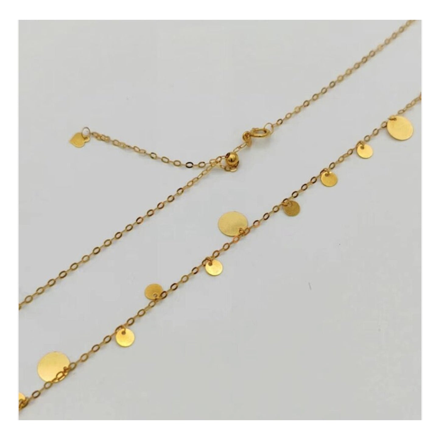 18K Solid Gold Disc Necklace, Dainty Polished Circle Charm, Minimalist Layering Jewelry