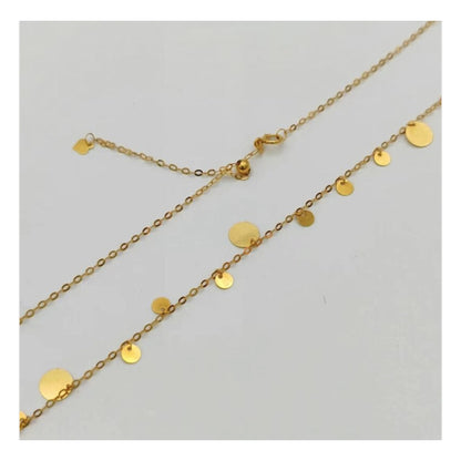 18K Solid Gold Disc Necklace, Dainty Polished Circle Charm, Minimalist Layering Jewelry
