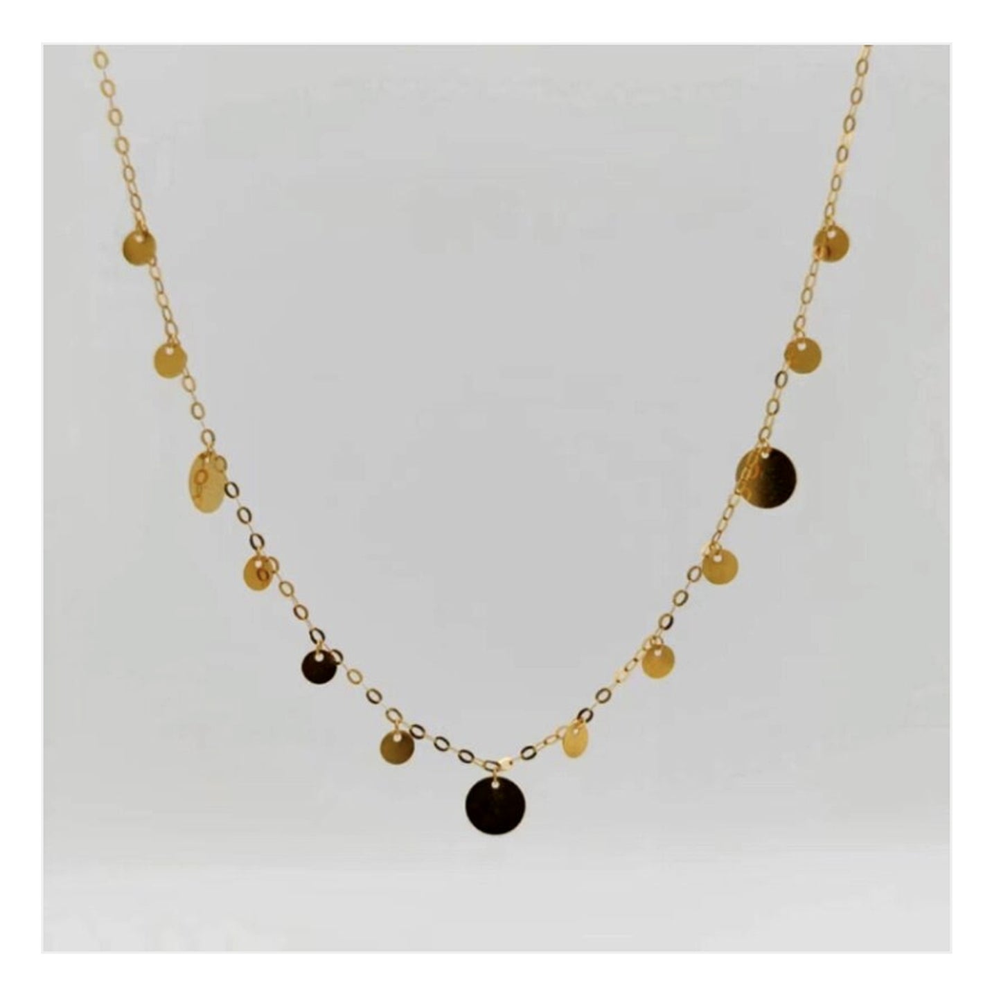 18K Solid Gold Disc Necklace, Dainty Polished Circle Charm, Minimalist Layering Jewelry