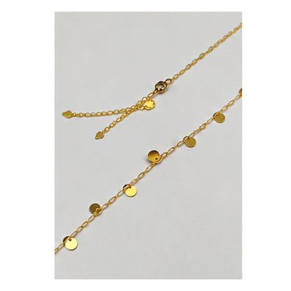 18K Solid Gold Disc Necklace, Dainty Polished Circle Charm, Minimalist Layering Jewelry