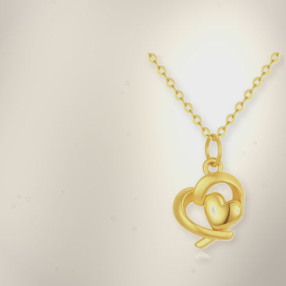 Solid Gold Heart Pendant Necklace, 999 Pure Gold 24K, Heart Charm, 18K Gold Chain Option, Gift