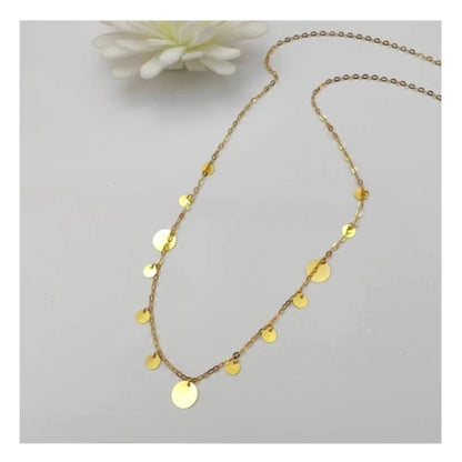 18K Solid Gold Disc Necklace, Dainty Polished Circle Charm, Minimalist Layering Jewelry