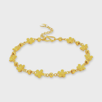 24K Pure Gold Flower & Bead Bracelet – 5g