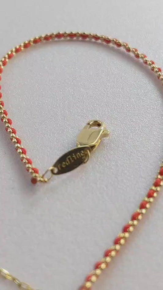 18K Gold Red Rope Bracelet | French Braided Cord, Lucky String Jewelry