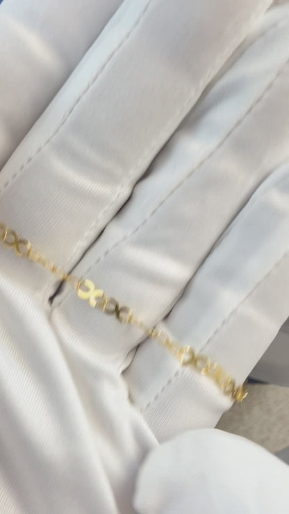 18K Solid Gold Infinity Chain Bracelet