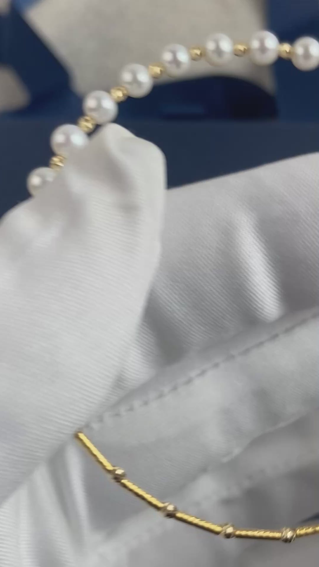 18K Solid Gold Akoya Pearl Bracelet – 3.5–4.5mm Pearls
