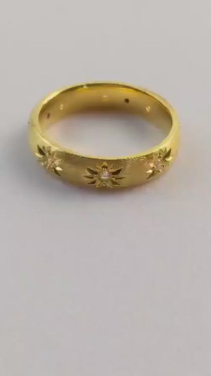 18K Solid Gold Filigree Star Moissanite Ring