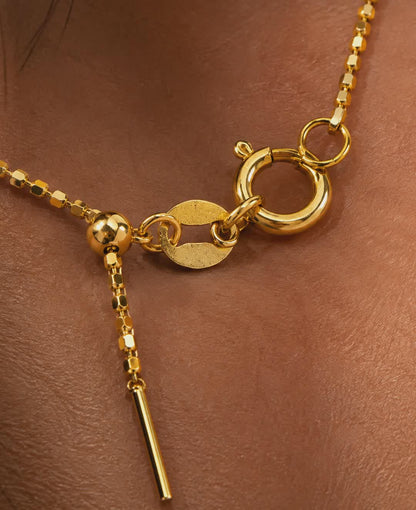 18K Solid Gold Bead Chain Necklace – Dainty Minimalist Layering Jewelry