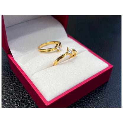 18K Solid Gold Princess Cut Zircon Ring, Vintage Inspired Dainty Solitaire Fine Jewelry