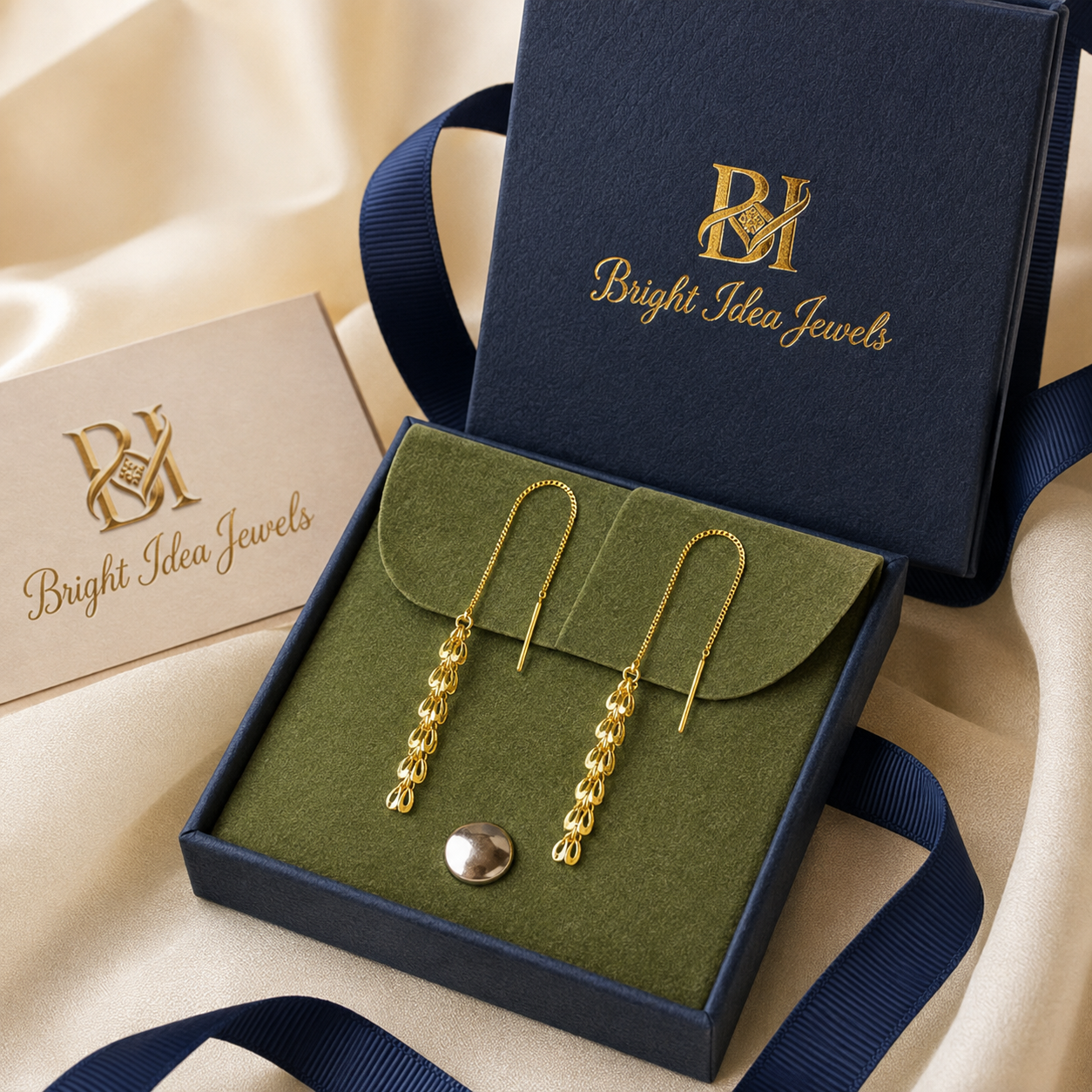 Gold Earrings 18K Solid | Phoenix Tail Long Tassel Dangle | Fine Jewelry Au750